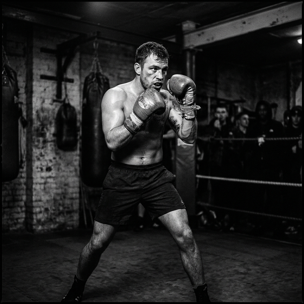 Boxer in fighting stance