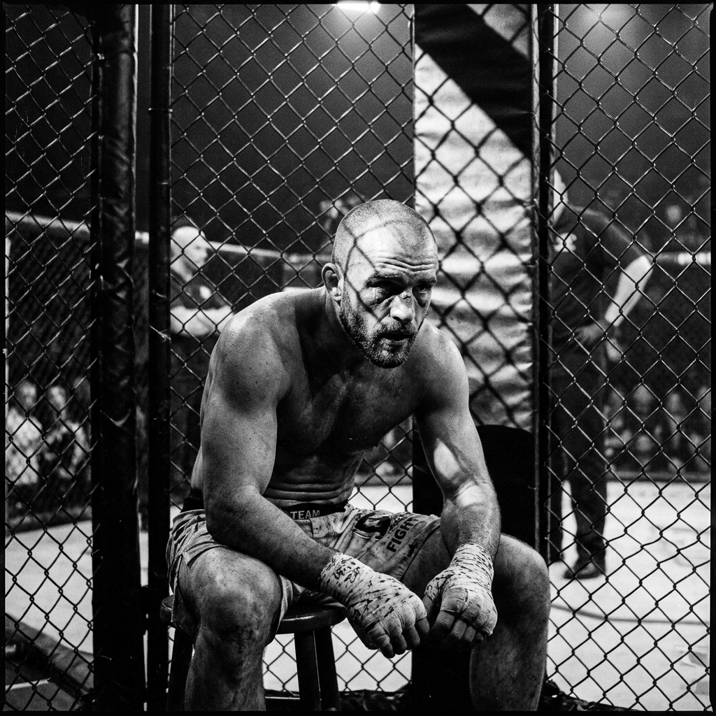 MMA fighter in cage